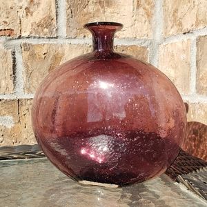 Elegant Purple Art Glass Vase Vintage Million Bubbles Mid-Century Mod Spring Y2K